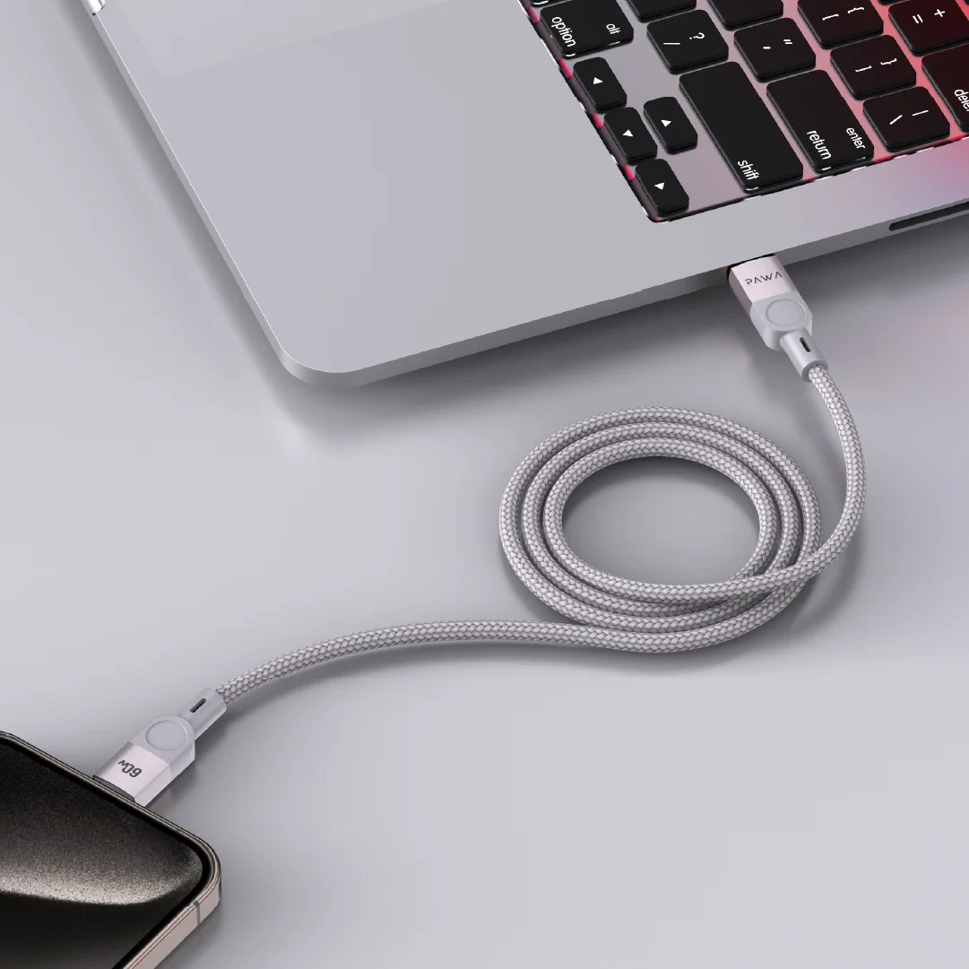 PAWA LEVIN MAGNETIC BRAIDED USB C TO USB C 60W CABLE 1M GREY TITANIUM PW-12BDM251-GYTT - Image 2
