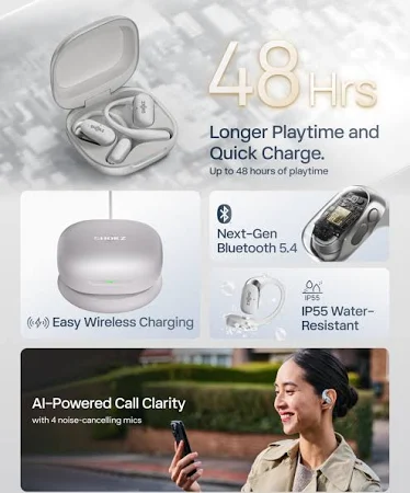 AFTERSHOKZ OPENFIT 2+ OPEN EAR TRUE WIRELESS EARBUDS GREY T921 - Image 6
