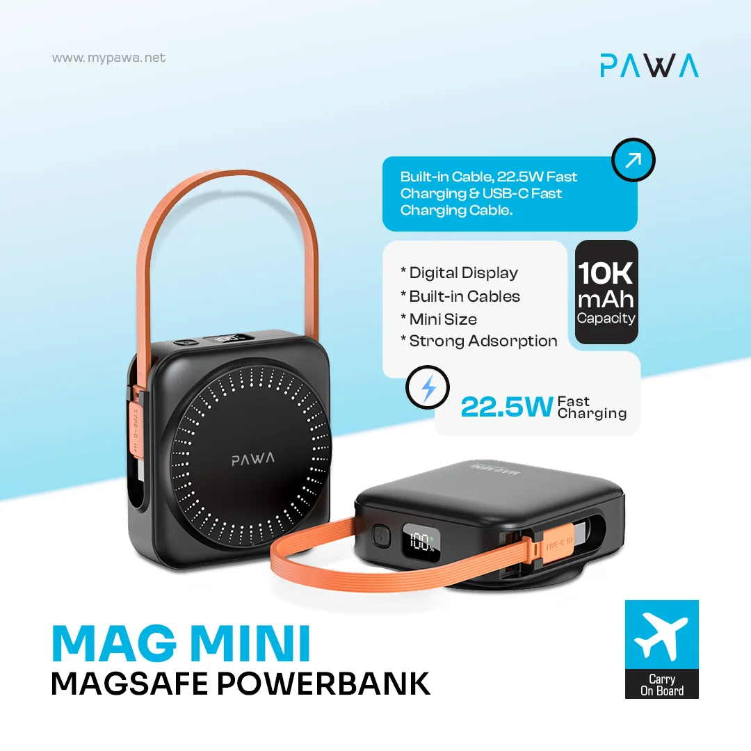 PAWA MAG MINI 10000MAH MAGSAFE POWERBANK BLACK PW-PB10220M-BK - Image 3