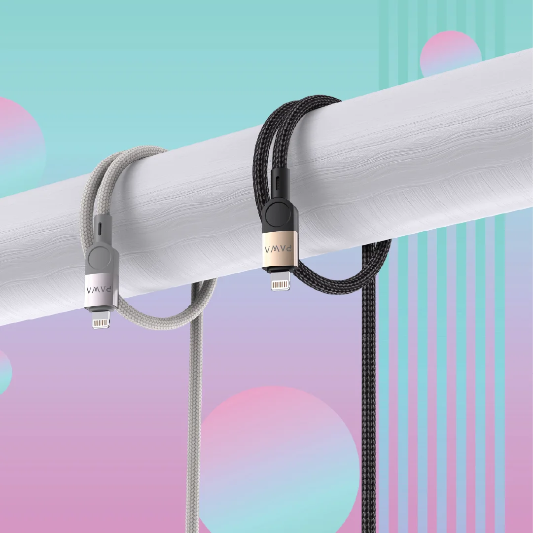 PAWA LEVIN USB A TO LIGHTNING 3.1A BRAIDED CABLE 1.2M DESERT BLACK PW-12BDC252-DTBK - Image 2