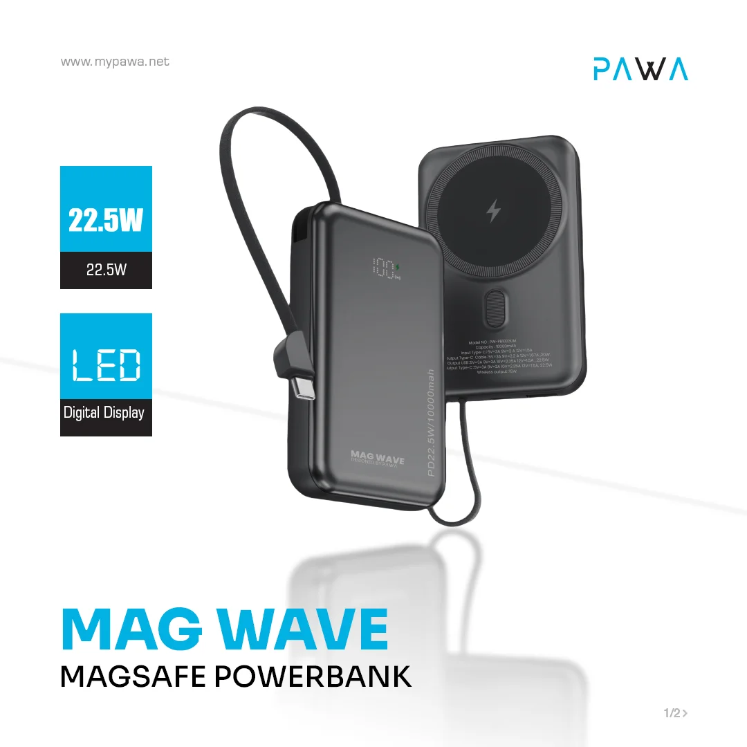 PAWA MAG WAVE 10000MAH MASAFE POWERBANK BLACK PW-PB10230M-BK - Image 3