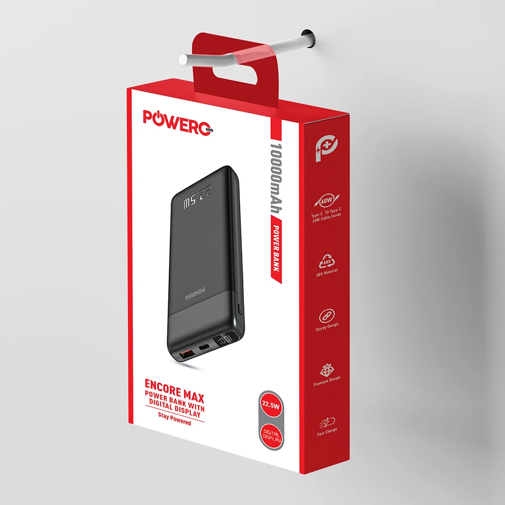 POWERO PLUS ENCORE MAX POWER BANK 10000MAH WITH DIGITAL DISPLAY 22.5W BLACK PR-PBDPPD10-BK - Image 4