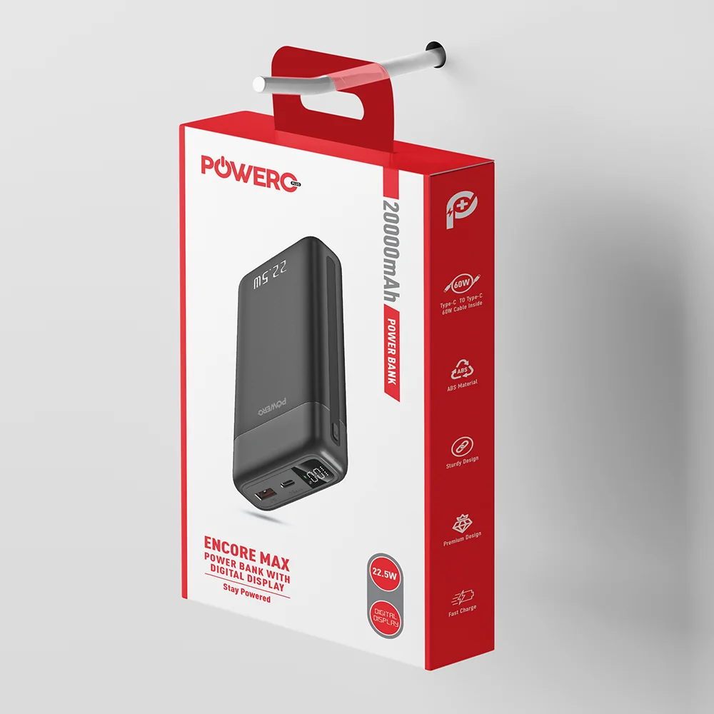 POWERO PLUS ENCORE MAX 20000MAH POWERBANK WITH DIGITAL DISPLAY BLACK PR-PBDPPD20-BK - Image 4