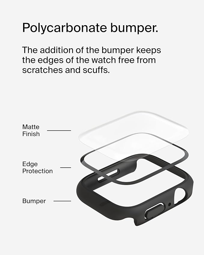 BELKIN APPLE WATCH SERIES 7/SE/6/5/4 41MM/40MM SCREEN PROTECTOR BLACK OVG003ZZBK - Image 5