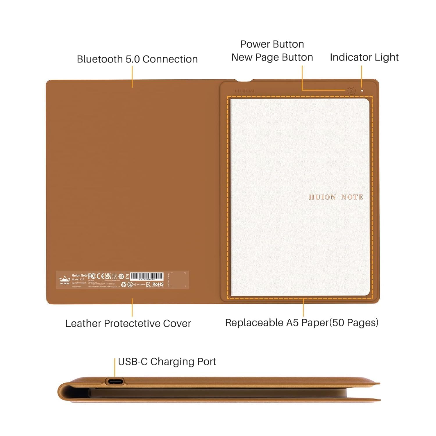 HUION NOTE X10 A5 SIZE WORK BOOK MEMENTO DIGITAL NOTEBOOK BROWN - Image 7