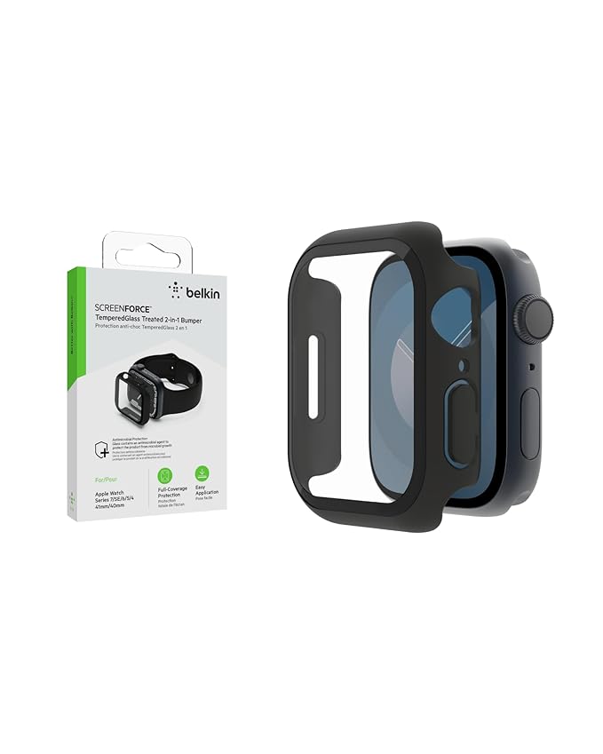 BELKIN APPLE WATCH SERIES 7/SE/6/5/4 41MM/40MM SCREEN PROTECTOR BLACK OVG003ZZBK - Image 2