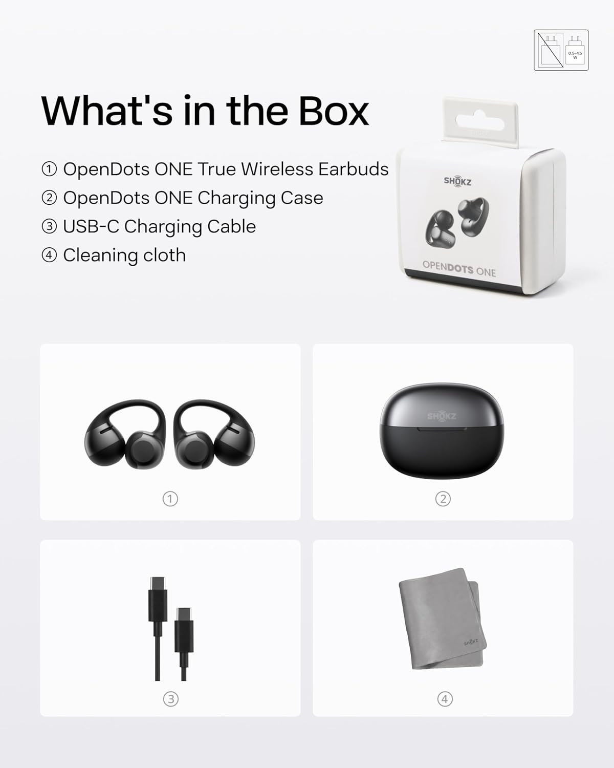 AFTER SHOKZ OPEN DOTS ONE TRUE WIRELESS EARBUDS BLACK E310-ST-BK - Image 9