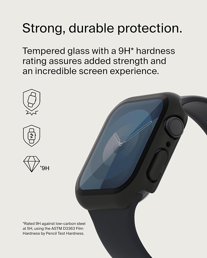 BELKIN APPLE WATCH SERIES 7/SE/6/5/4 41MM/40MM SCREEN PROTECTOR BLACK OVG003ZZBK - Image 3