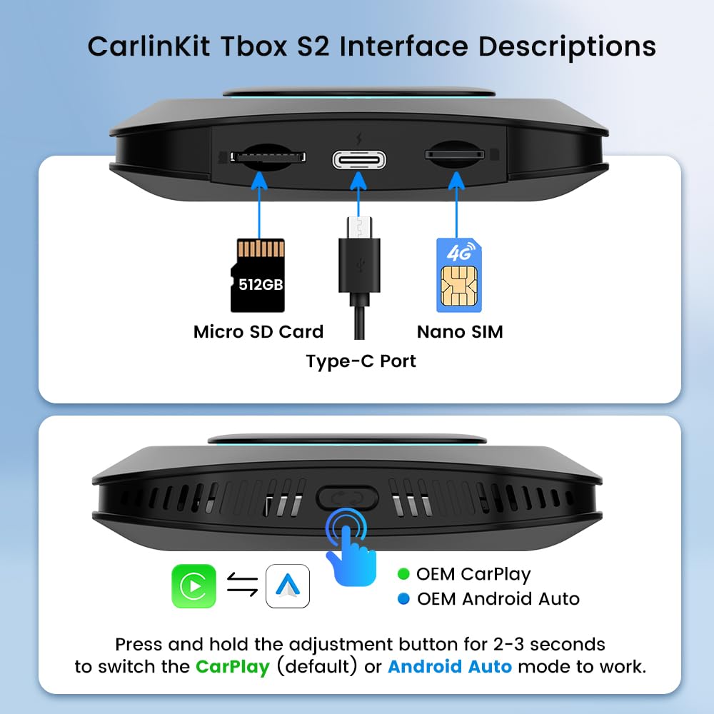 CARLINKIT AI BOX T-BOX S2P 4+64GB CARPLAY ANDROID 13.0 AUTO WIRELESS ADAPTER BLACK CPC200-TBOX-S2P - Image 7