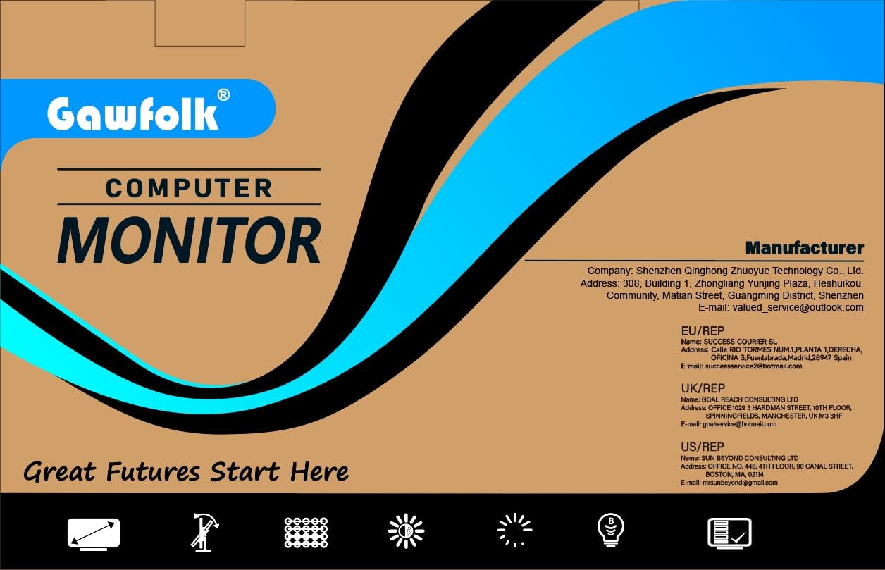 GAWFOLK 34 INCH 2K 120HZ 2560*1440 FLAT VA PANEL MONITOR BLACK/WHITE GF340H - Image 10
