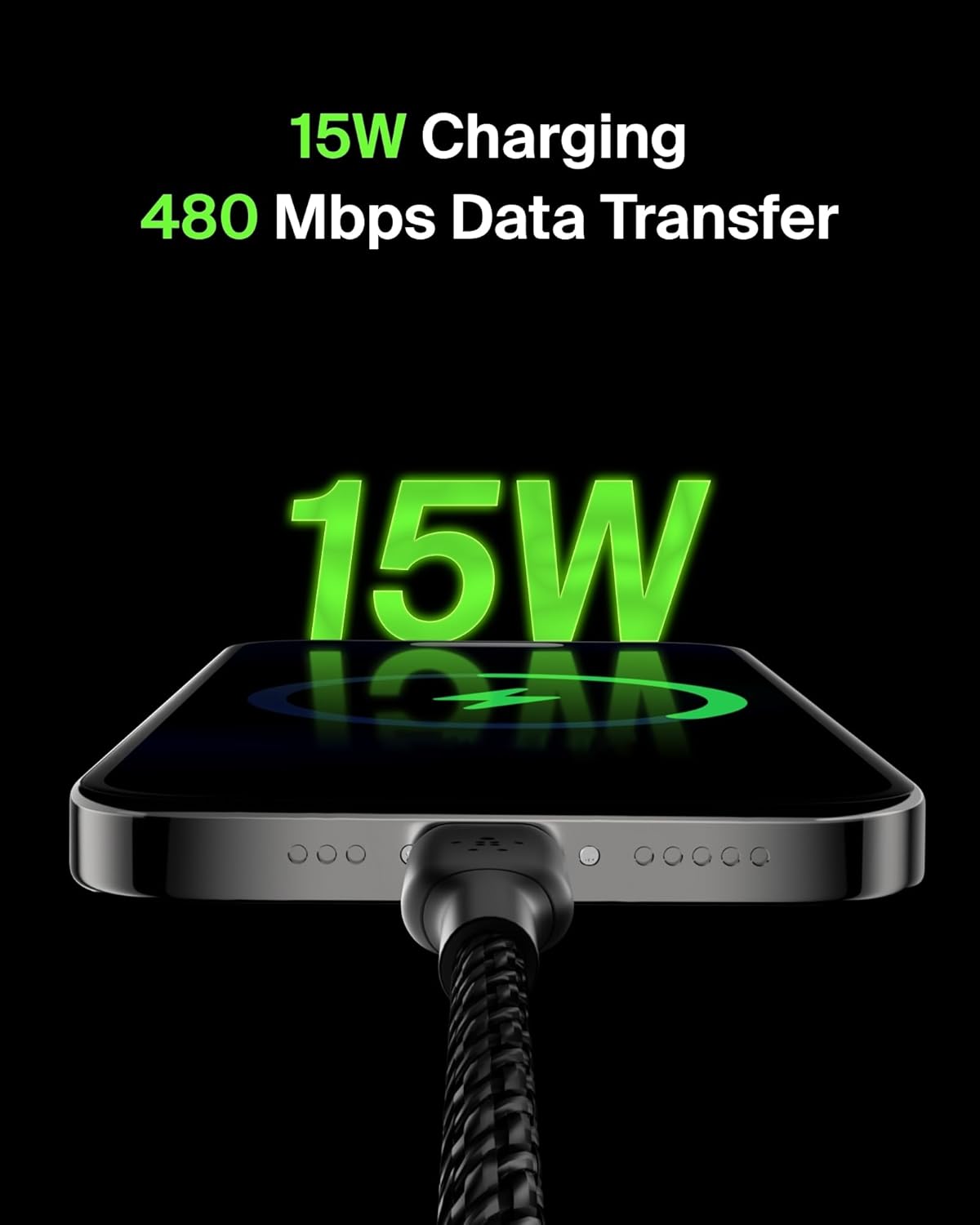 BELKIN BOOST CHARGE USB-C TO USB-A CABLE 15CM BLACK CAB002BT0MBK - Image 2
