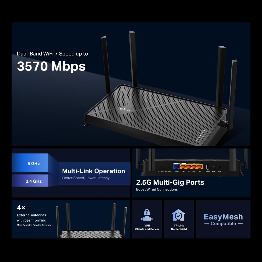 TP-LINK BE3600 DUAL BAND WI-FI 7 GAMING ROUTER ARCHER GE230 - Image 5