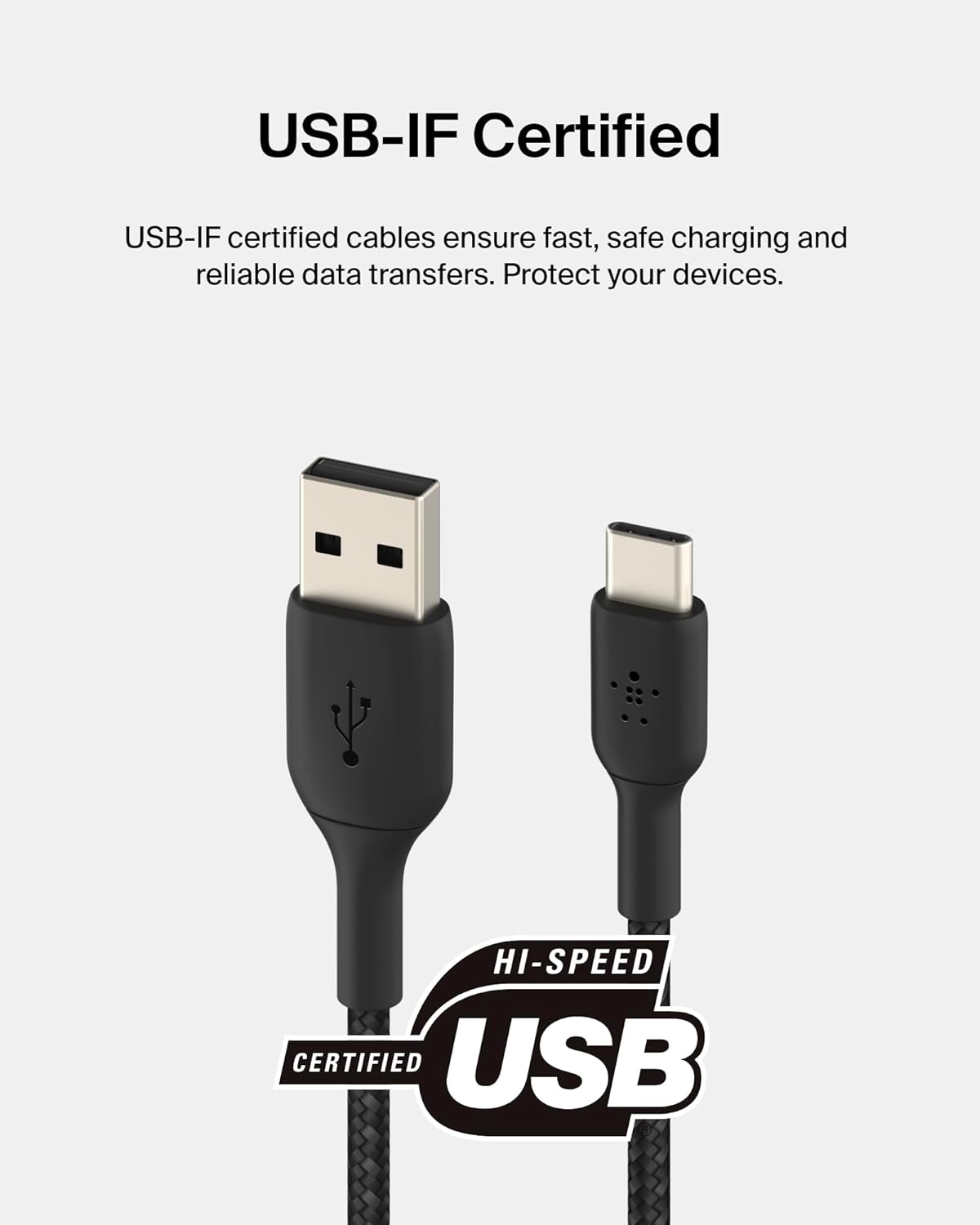 BELKIN BOOST CHARGE USB-C TO USB-A CABLE 15CM BLACK CAB002BT0MBK - Image 3