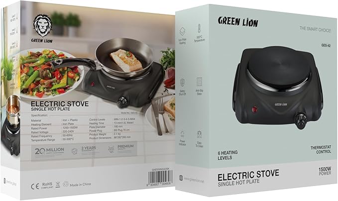 GREEN LION ELECTRIC STOVE SINGLE HOT PLATE BLACK GNESSING42BK - Image 8