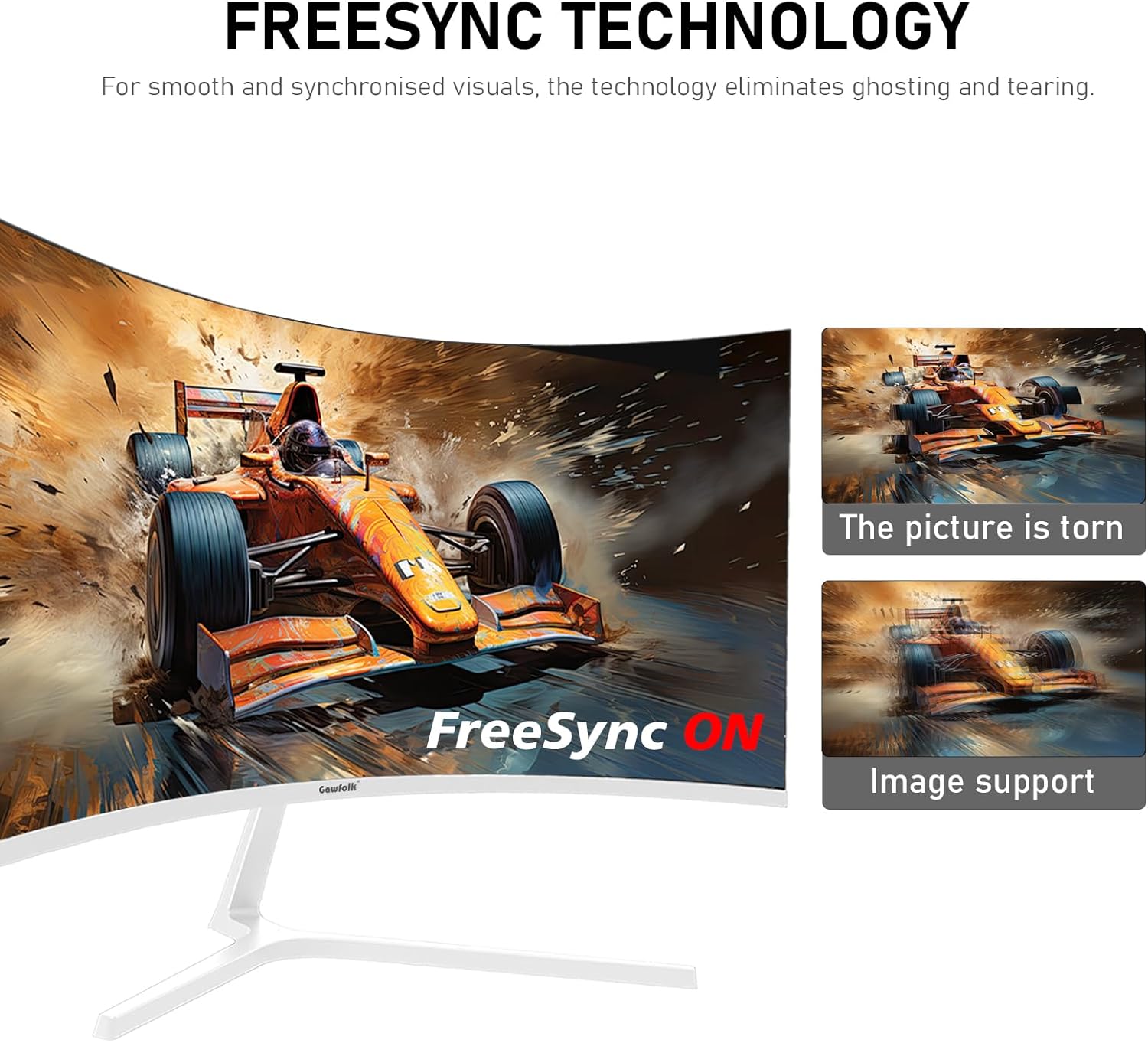 GAWFOLK 27 INCH 1K 280HZ 1920*1080 CURVE VA PANEL MONITOR BLACK/WHITE GF270N - Image 3