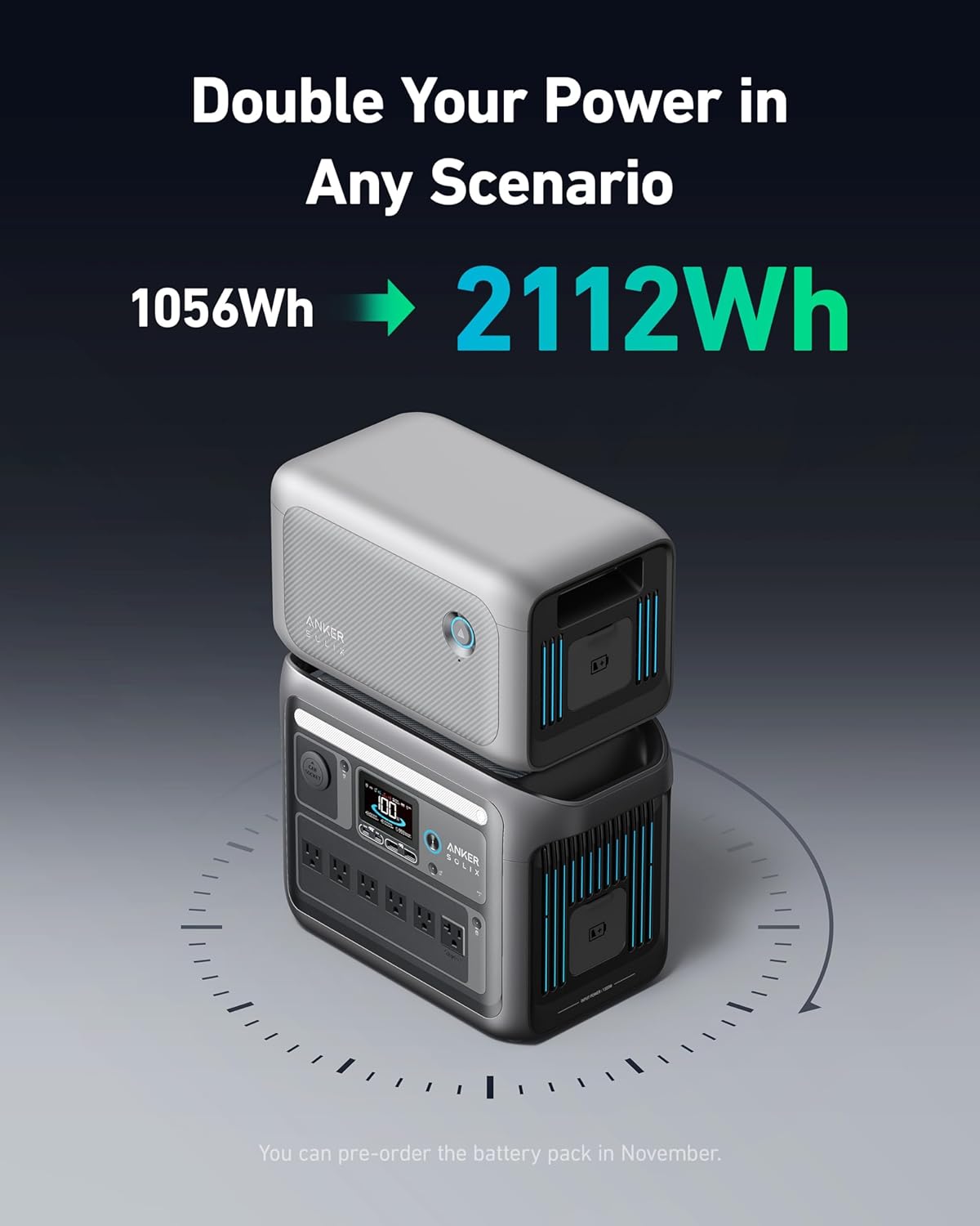 ANKER SOLIX C1000 PORTABLE POWER STATION 1056WH 1800W DARK GREY A17612Z1 - Image 5