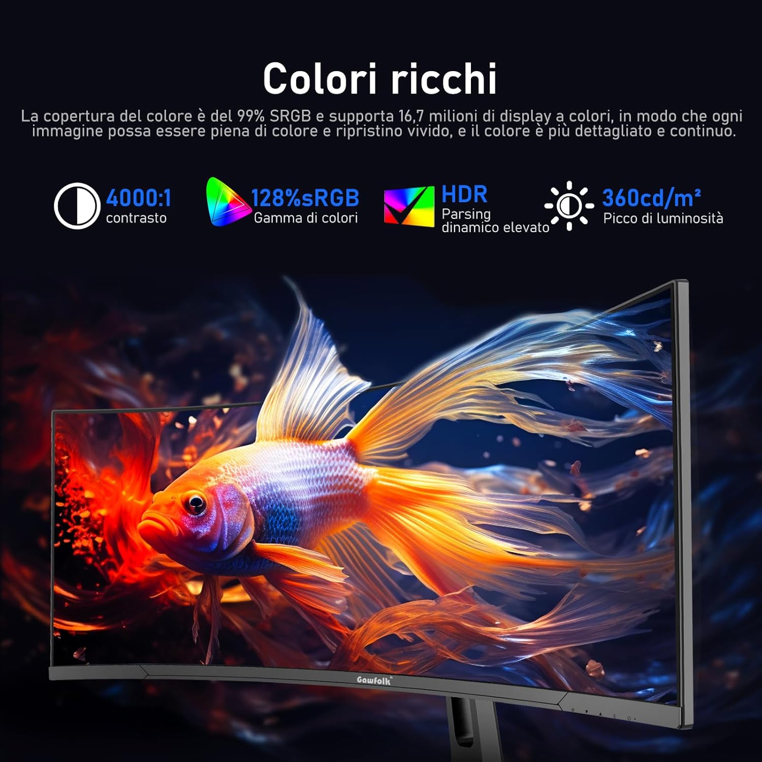 GAWFOLK 34 INCH 2K 120HZ 2560*1440 FLAT VA PANEL MONITOR BLACK/WHITE GF340H - Image 6