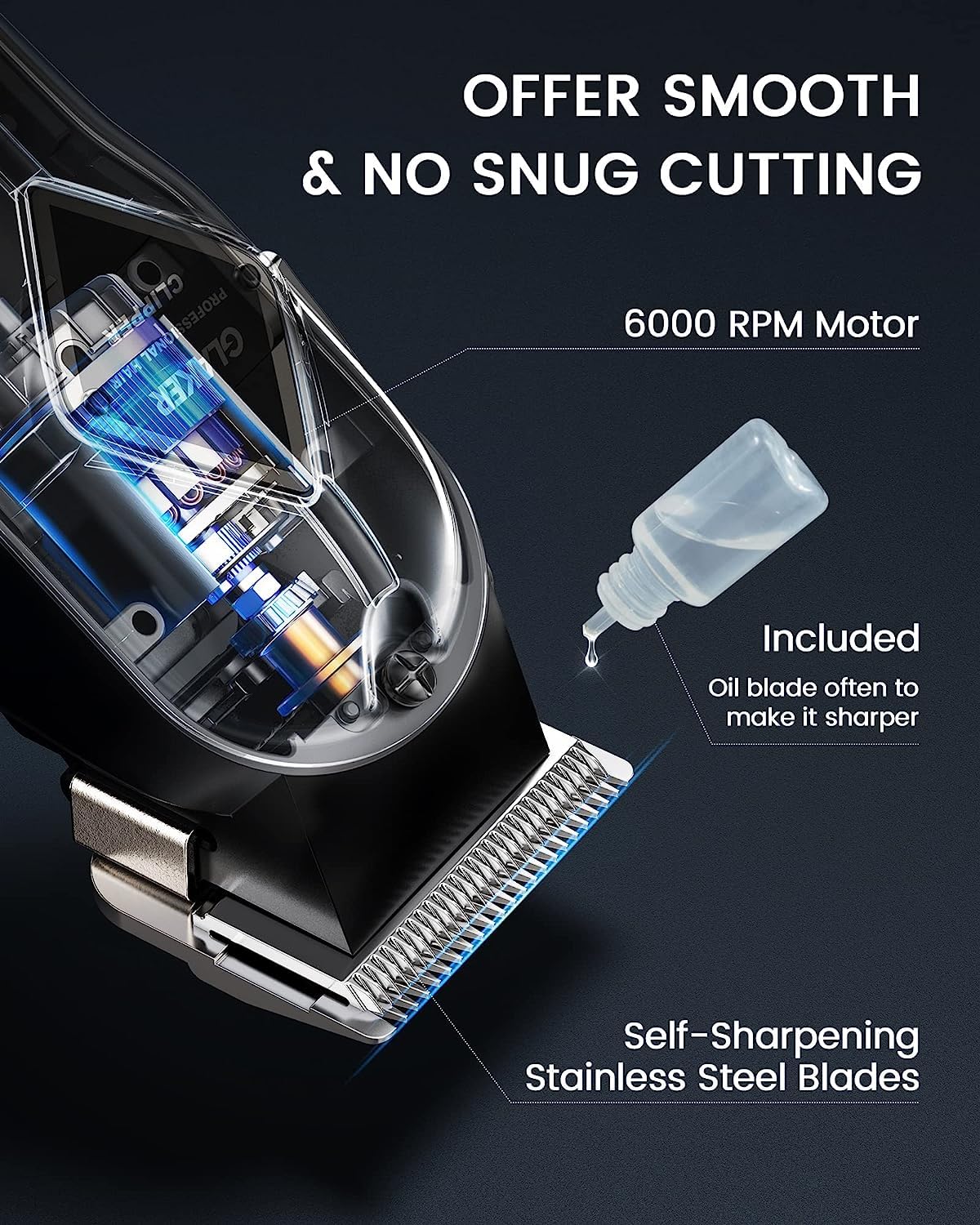 GLAKER PROFESSIONAL HAIR CLIPPERS AND T-BLADE TRIMMER BLACK K11S+I11 - Image 2