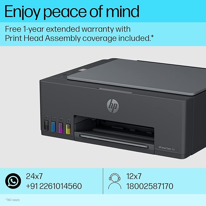 HP 581 ALL IN ONE SMART TANK PRINTER BLACK 4A8D4A - Image 4