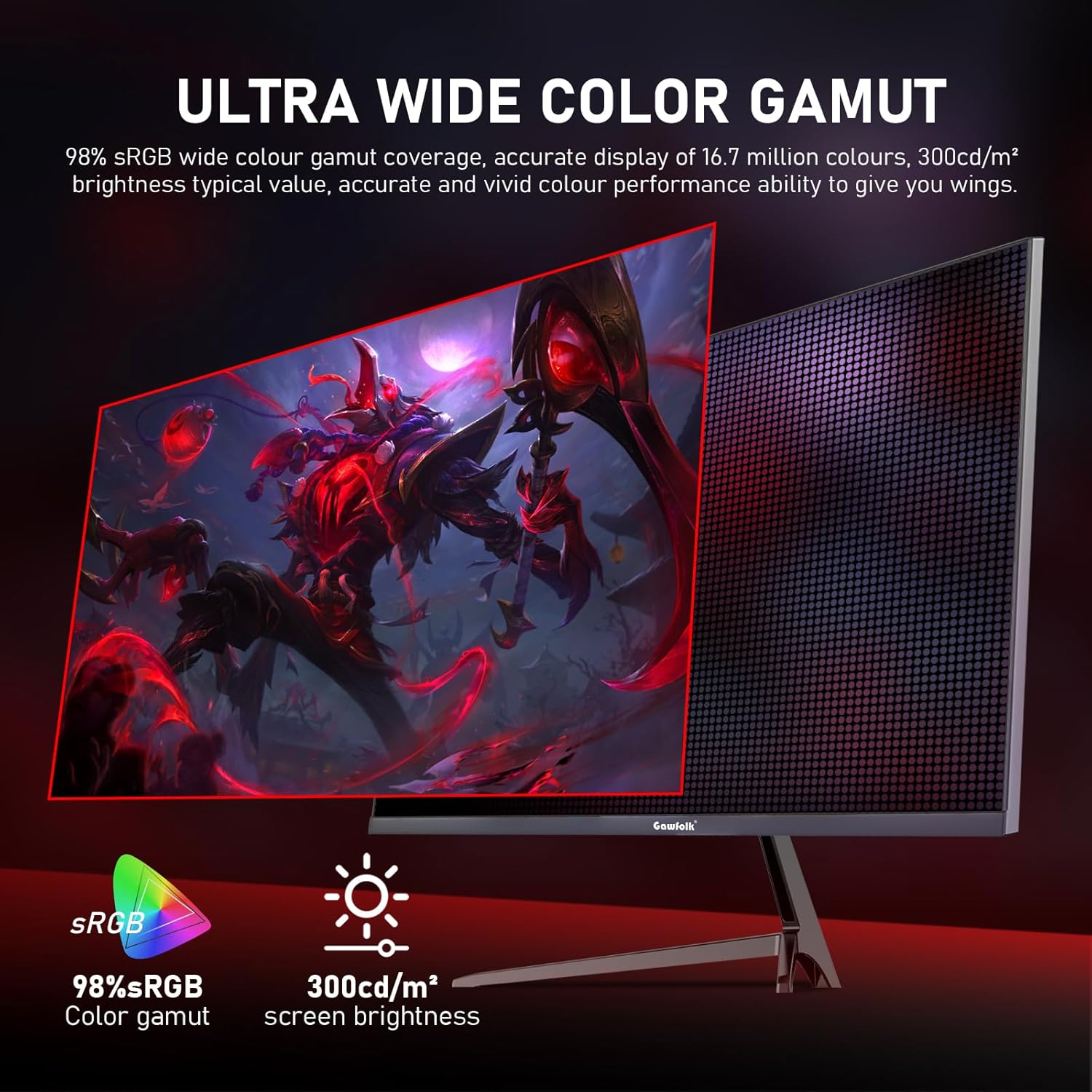 GAWFOLK 27 INCH 2K 165HZ 2560*1440 VA PANEL FLAT MONITOR BLACK GF270L - Image 5