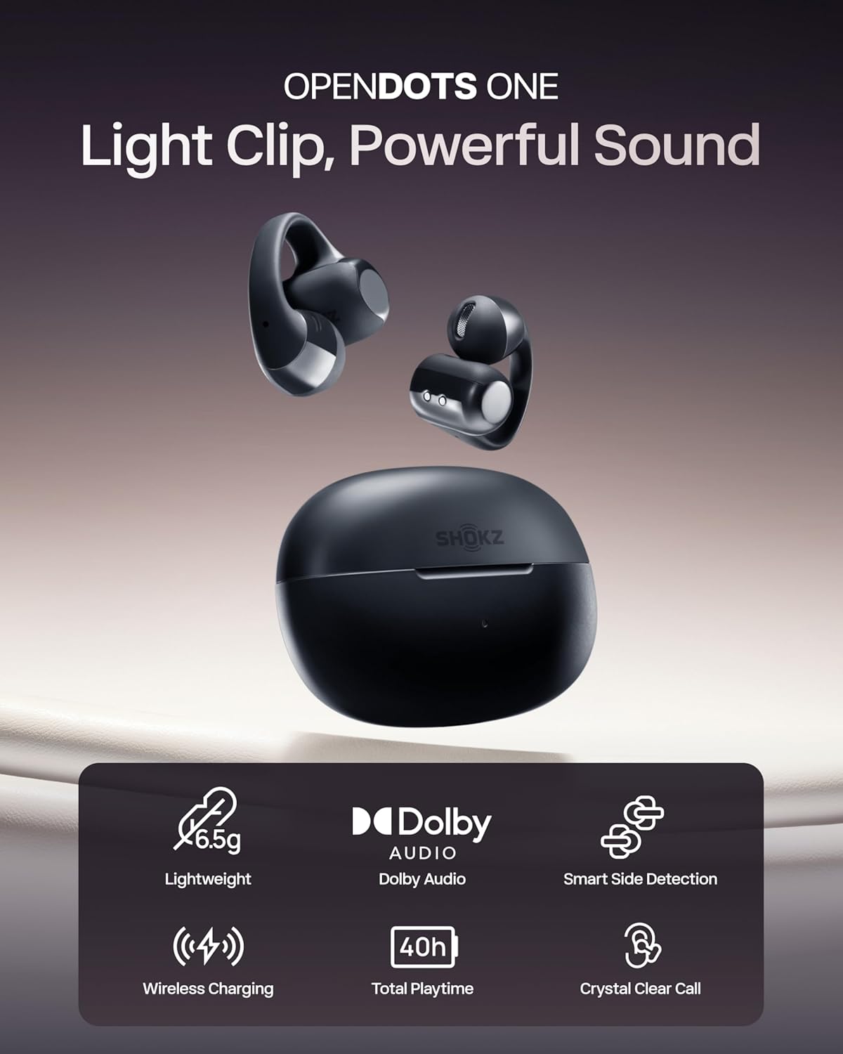 AFTER SHOKZ OPEN DOTS ONE TRUE WIRELESS EARBUDS BLACK E310-ST-BK - Image 2