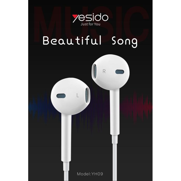 YESIDO 3.5MM JACK WIRED EARPHONE WHITE YH09 - Image 2