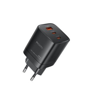 YESIDO 65W GAN 1XUSB-A AND 2XUSB-C CHARGER BLACK YC98C