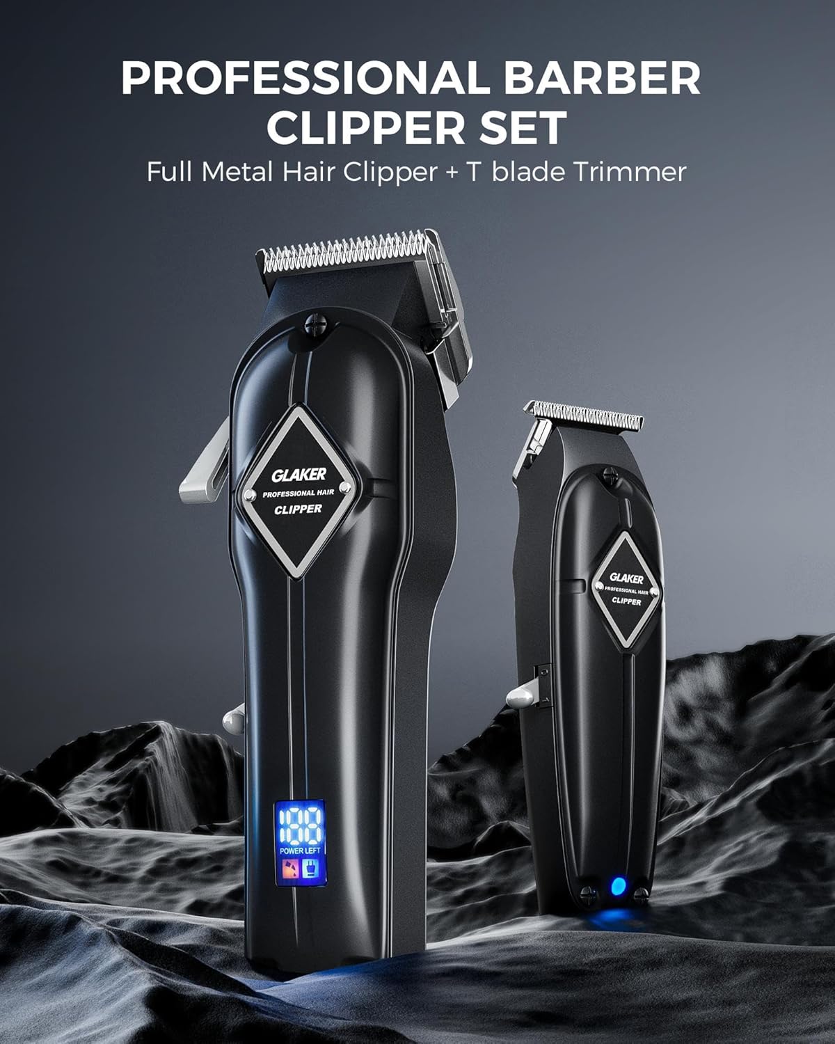GLAKER PROFESSIONAL HAIR CLIPPERS AND T-BLADE TRIMMER BLACK K11S+I11 - Image 5