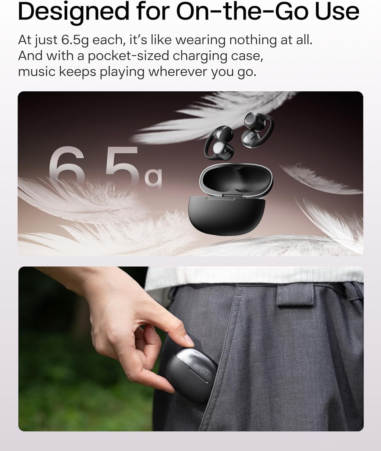 AFTER SHOKZ OPEN DOTS ONE TRUE WIRELESS EARBUDS BLACK E310-ST-BK - Image 5