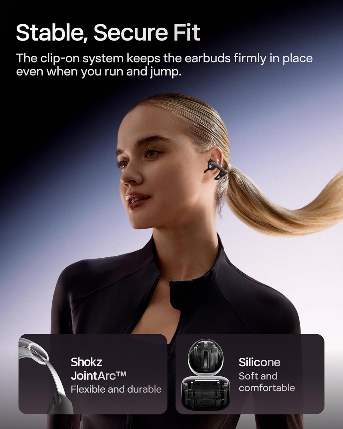 AFTER SHOKZ OPEN DOTS ONE TRUE WIRELESS EARBUDS BLACK E310-ST-BK - Image 4