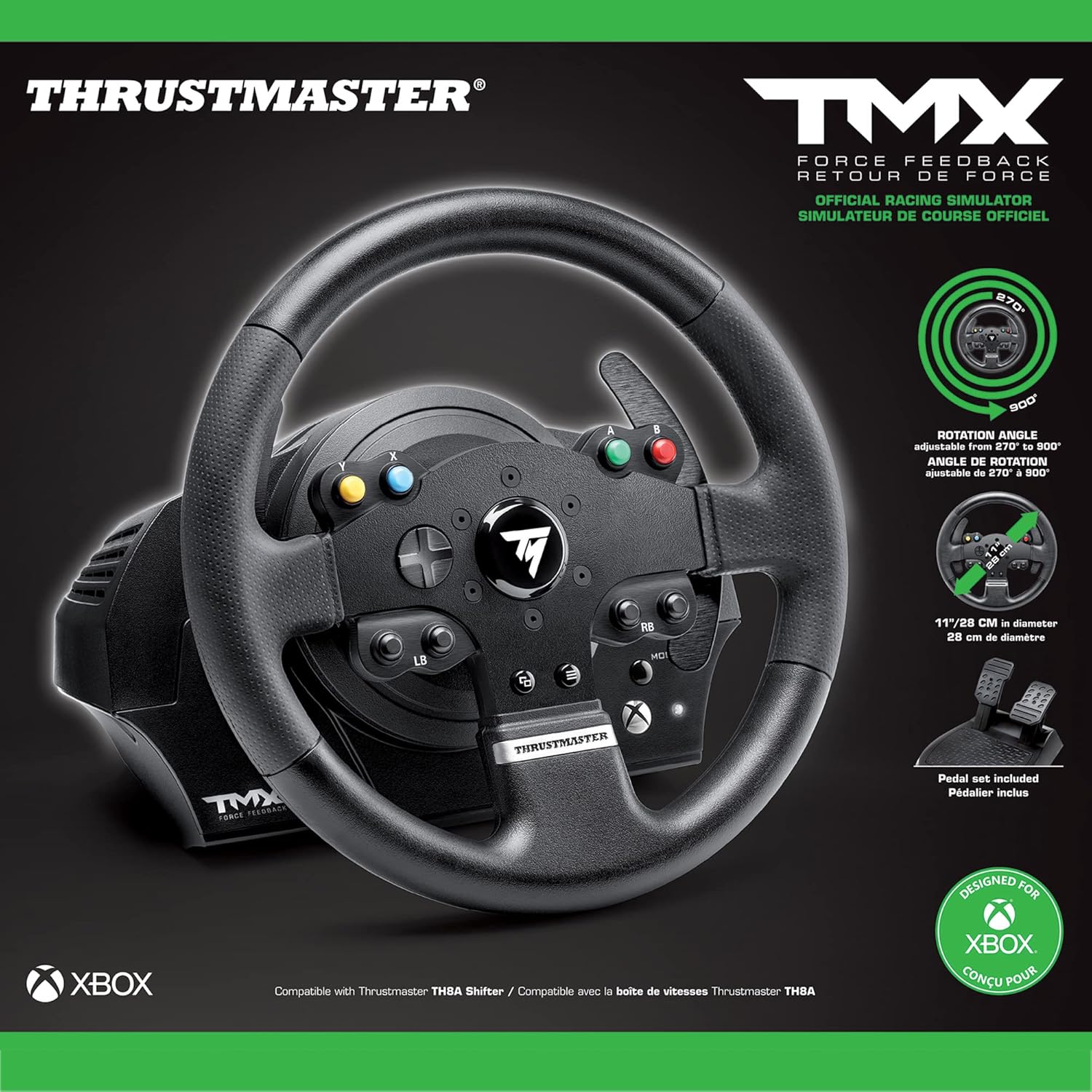 THRUSTMASTER TMX STEERING WHEEL AND PEDALS FOR PC XBOX ONE BLACK-TM-WHL-TMX-FFB - Image 9