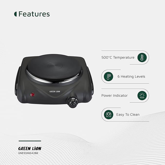 GREEN LION ELECTRIC STOVE SINGLE HOT PLATE BLACK GNESSING42BK - Image 6