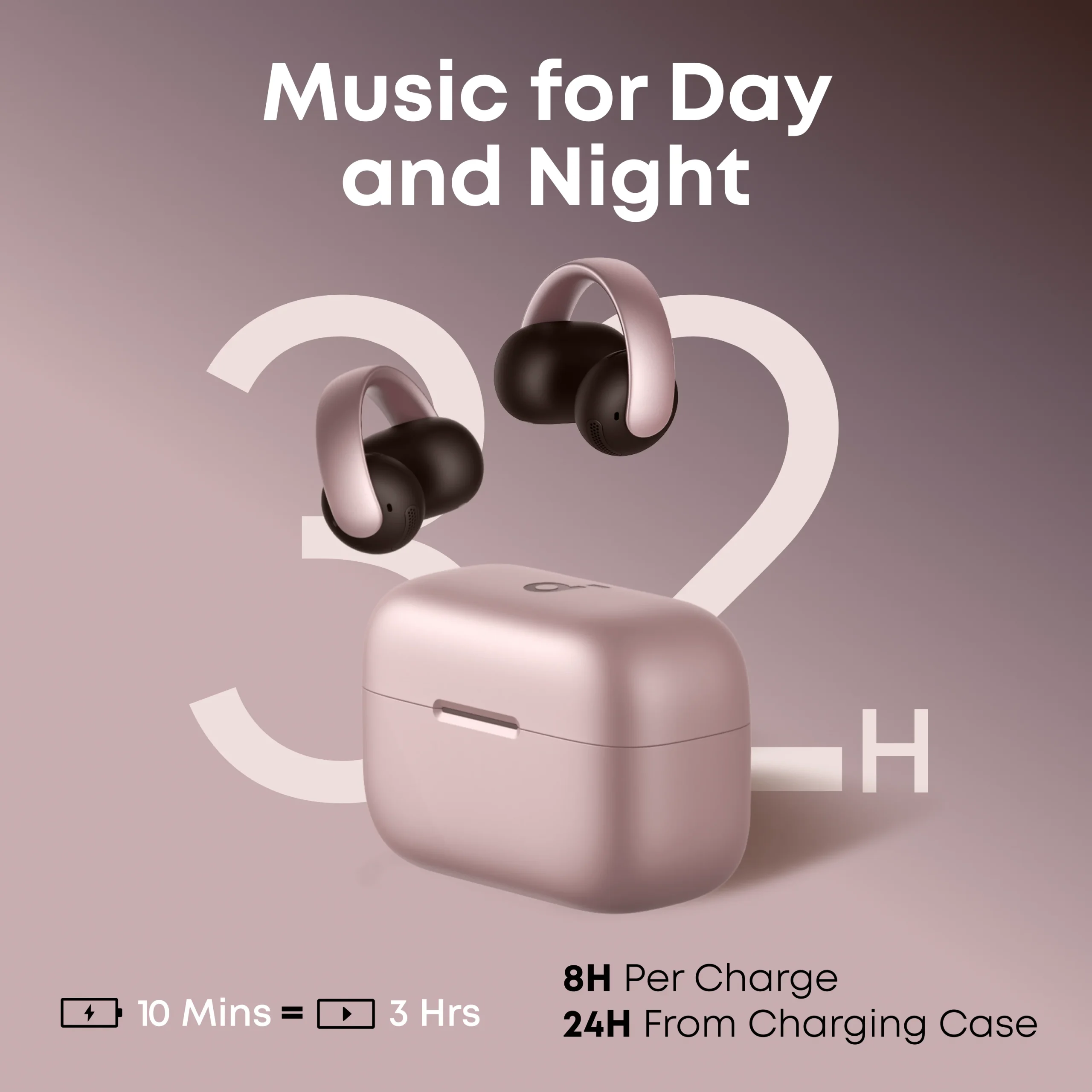 ANKER SOUNDCORE AEROCLIP OPEN EAR CLIP ON EARBUDS PINK A3388H51 - Image 5