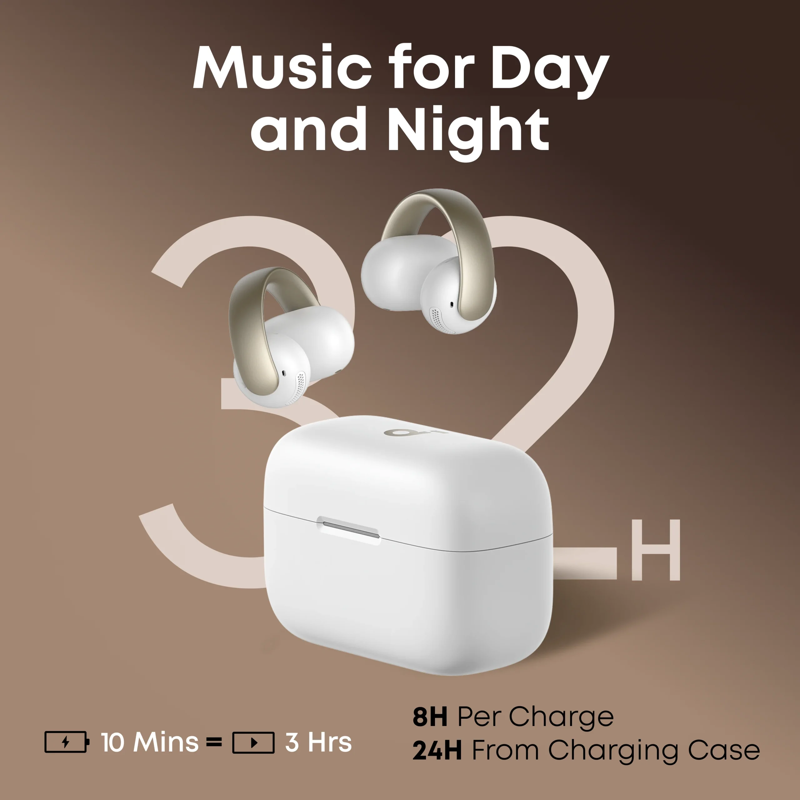 ANKER SOUNDCORE AEROCLIP OPEN EAR CLIP ON EARBUDS WHITE A3388H21 - Image 6