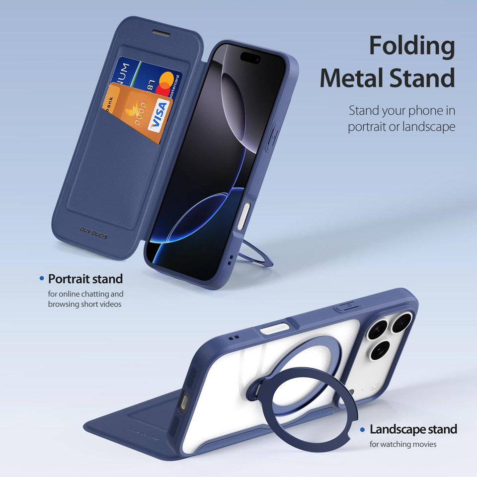 DUX DUCIS IPHONE 17 PRO MAX SKIN X PRO CASE WITH MAGNETIC STAND BLUE SKIN-X0509 - Image 4