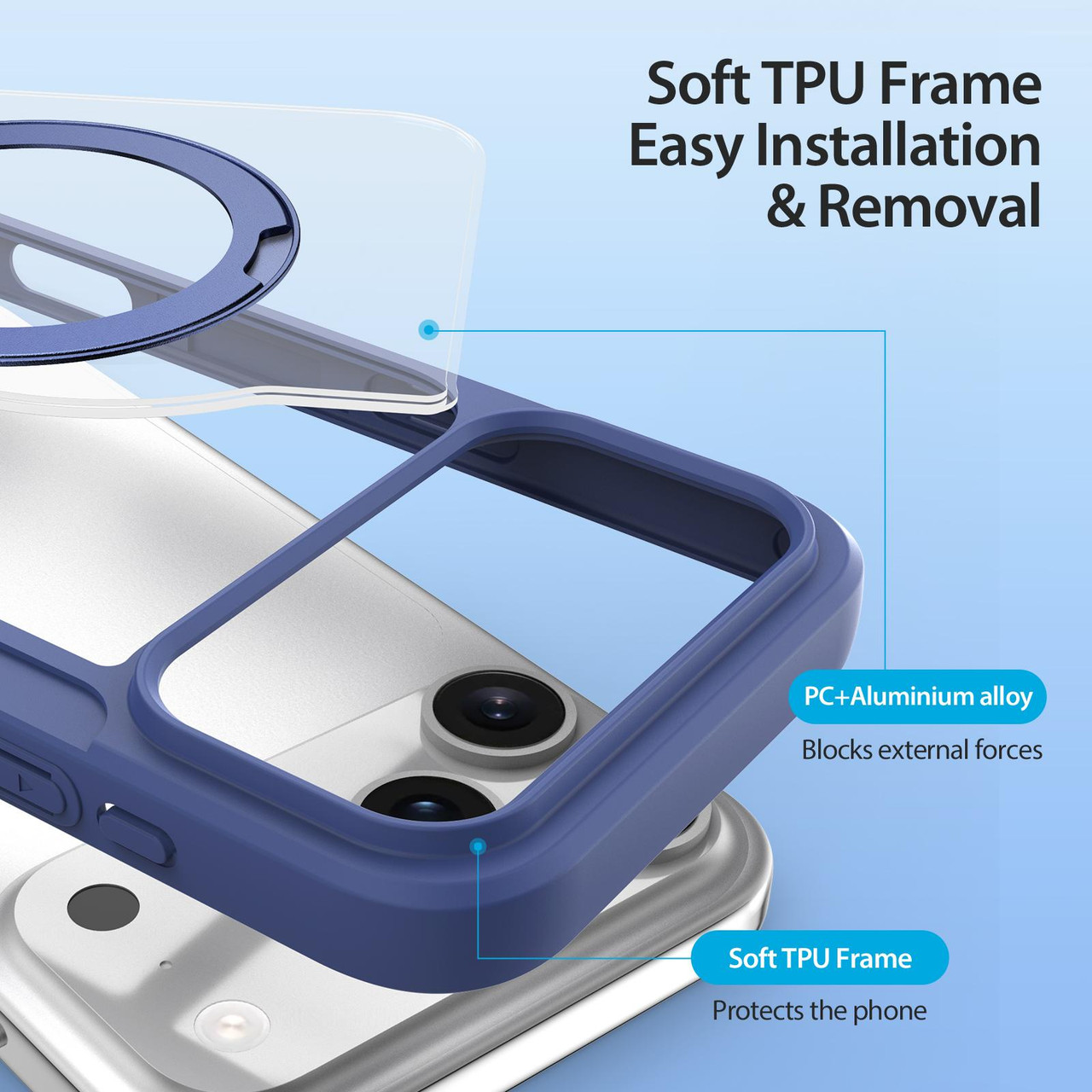 DUX DUCIS IPHONE 17 PRO SKIN X PRO CASE WITH MAGNETIC STAND BLUE SKIN-X0506 - Image 6