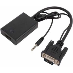 MINDPURE VGA MALE TO HDMI FEMALE CONVERTER WITH AUDIO POWER 1080P (ABS) BLACK LX10366