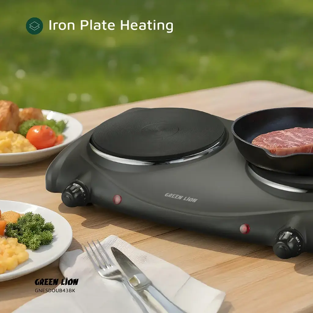 GREEN LION ELECTRIC STOVE DOUBLE HOT PLATE BLACK GNESDOUB43BK - Image 4