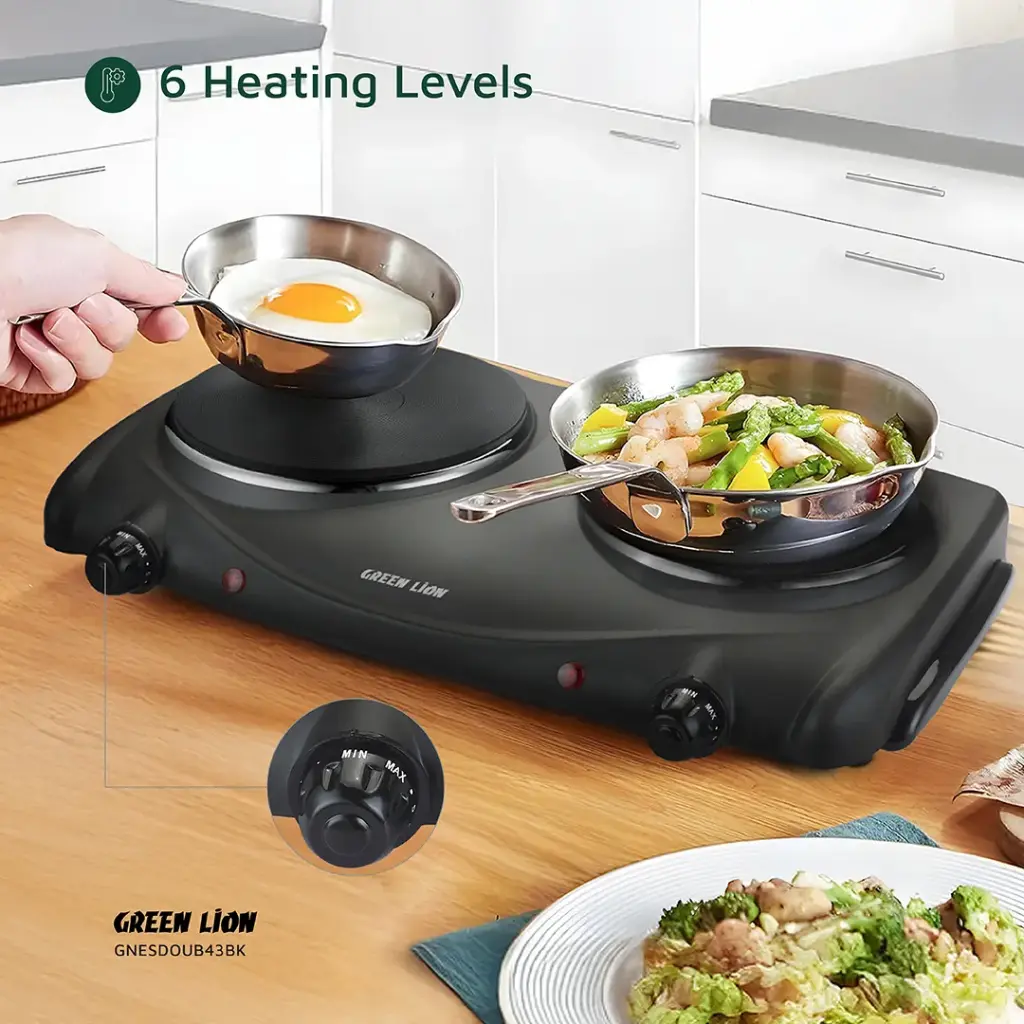 GREEN LION ELECTRIC STOVE DOUBLE HOT PLATE BLACK GNESDOUB43BK - Image 6