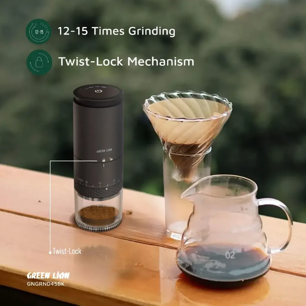 GREEN LION GRIND PRO COFFEE GRINDER RECHARGEABLE BLACK GNGRND45BK - Image 4