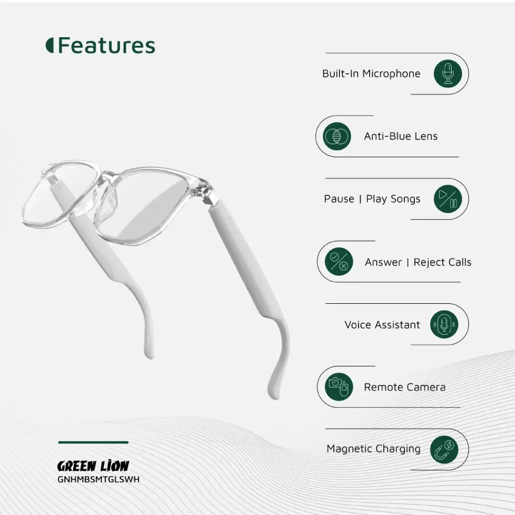 GREEN LION HAMBURG SMART GLASSES WHITE GNHMBSMTGLSWH - Image 2