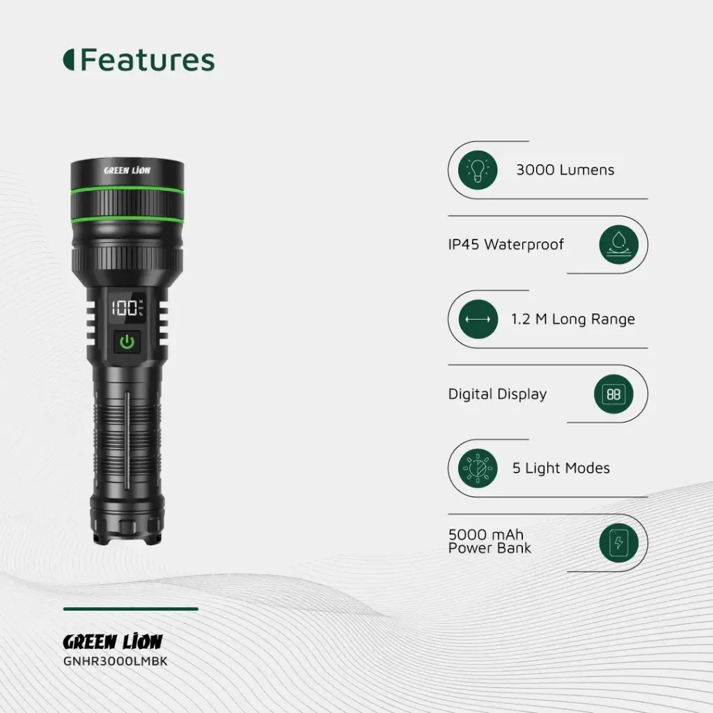 GREEN LION HYPER RAY PRO 3000LM BLACK GNHR3000LMBK - Image 3