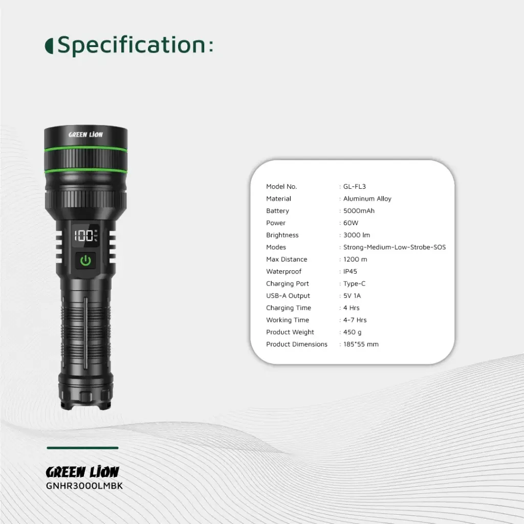 GREEN LION HYPER RAY PRO 3000LM BLACK GNHR3000LMBK - Image 2