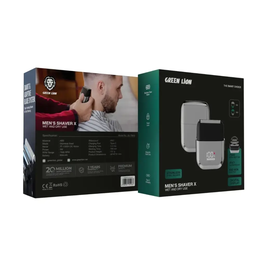GREEN LION MENS SHAVER X WET AND DRY USE SILVER GNMEN45SHVSL - Image 6