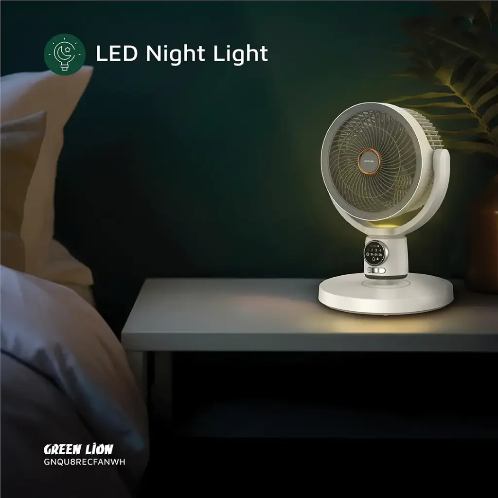 GREEN LION QUAD FLEX FAN RECHARGEABLE 8 INCH 3 BLADE WHITE GNQU8RECFANWH - Image 6