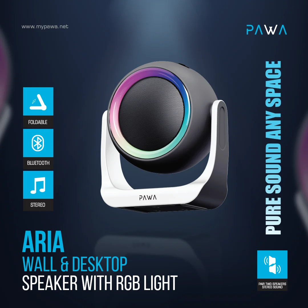 PAWA ARIA WALL AND DESKTOP SPEAKER WITH RGB LIGHT BLACK PW-SPWLTW55-BK - Image 5