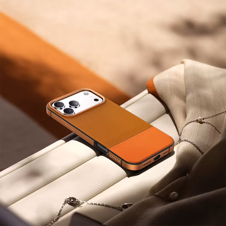 LEVELO IPHONE 17 PRO LEVELO CUIR CASE SUNRISE ORANGE LVLCUIR17PSORG - Image 5