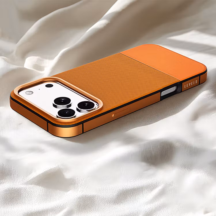 LEVELO IPHONE 17 PRO LEVELO CUIR CASE SUNRISE ORANGE LVLCUIR17PSORG - Image 3