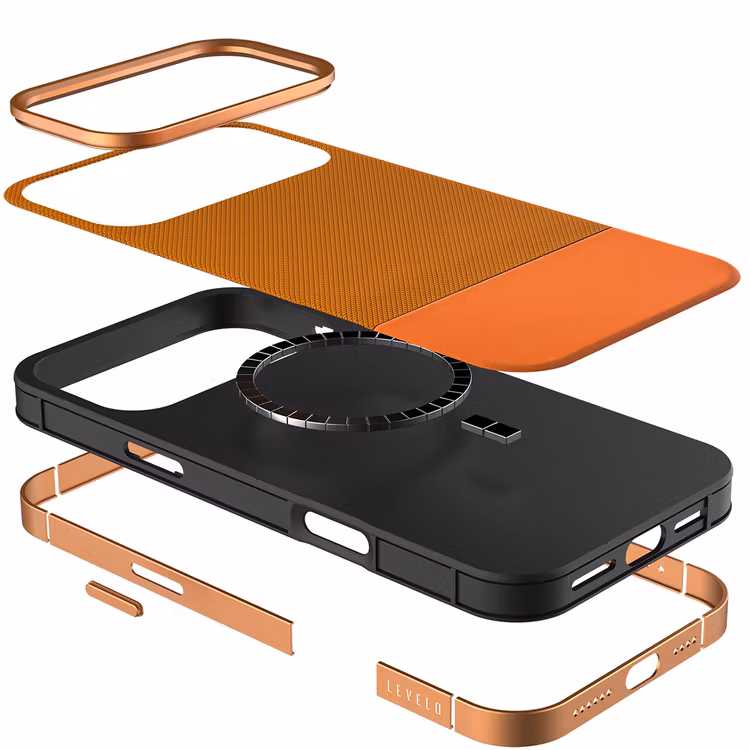LEVELO IPHONE 17 PRO LEVELO CUIR CASE SUNRISE ORANGE LVLCUIR17PSORG - Image 9
