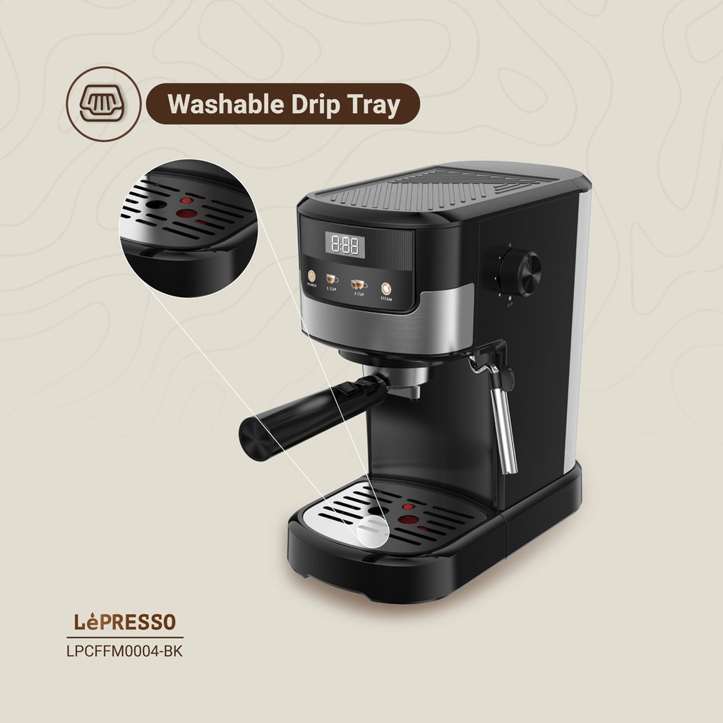 LEPRESSO BREAKFAST TRIO TOASTER DRIP COFFEE KETTTLE LP009 BLACK LPCFFM0009-BK - Image 5